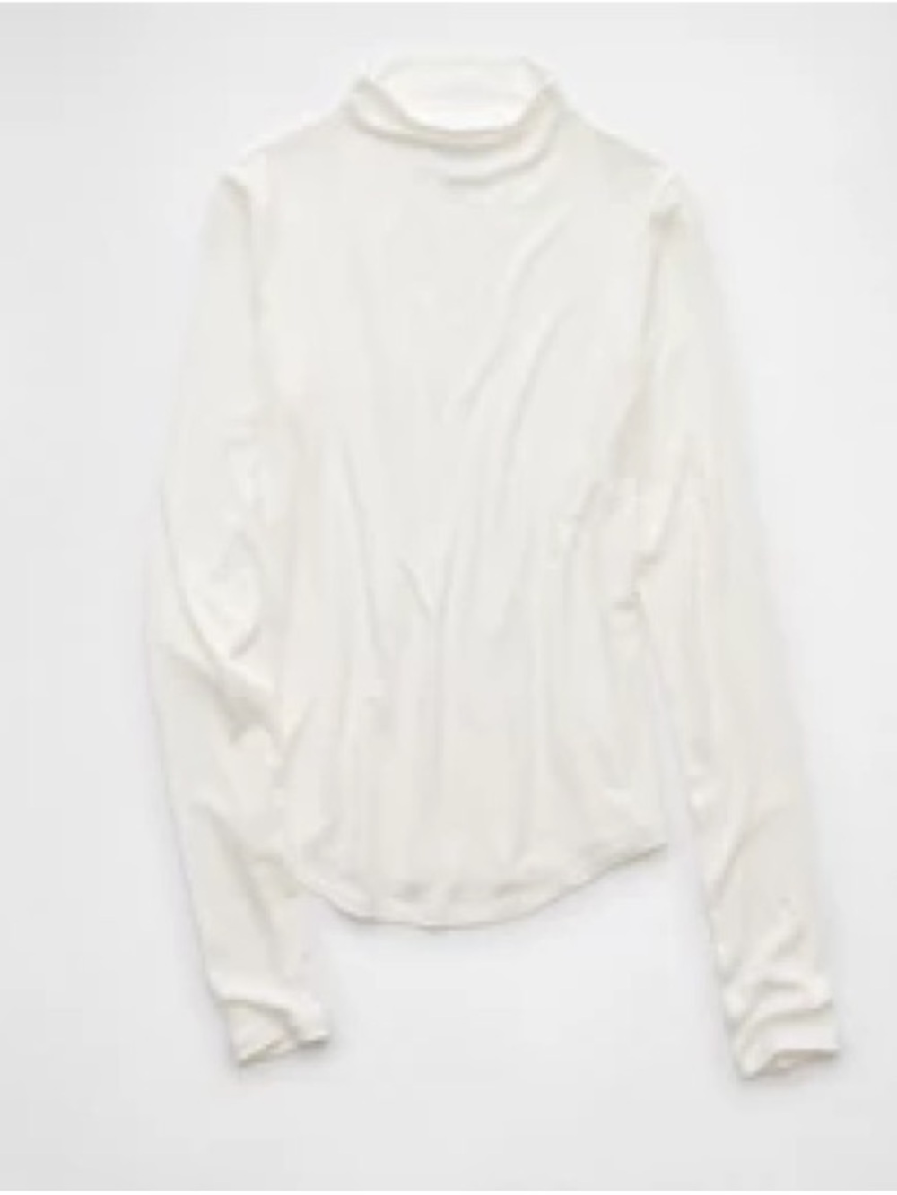American Eagle White Soft & Sexy Long Sleeve Mock Neck Rib Knit T-Shirt Sweater - Picture 3 of 9
